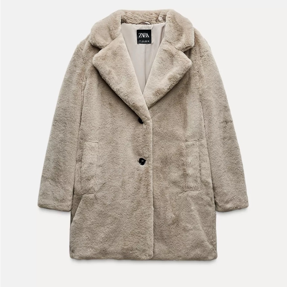 Zara Women's Cream Teddy Jacket